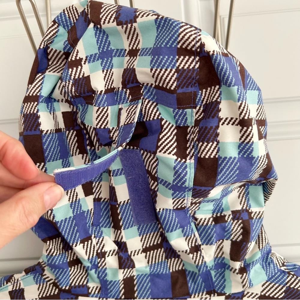 Columbia Snow Ski Waterproof Periwinkle Blue Brown Plaid Jacket Hood Size 14/16 - Picture 15 of 16